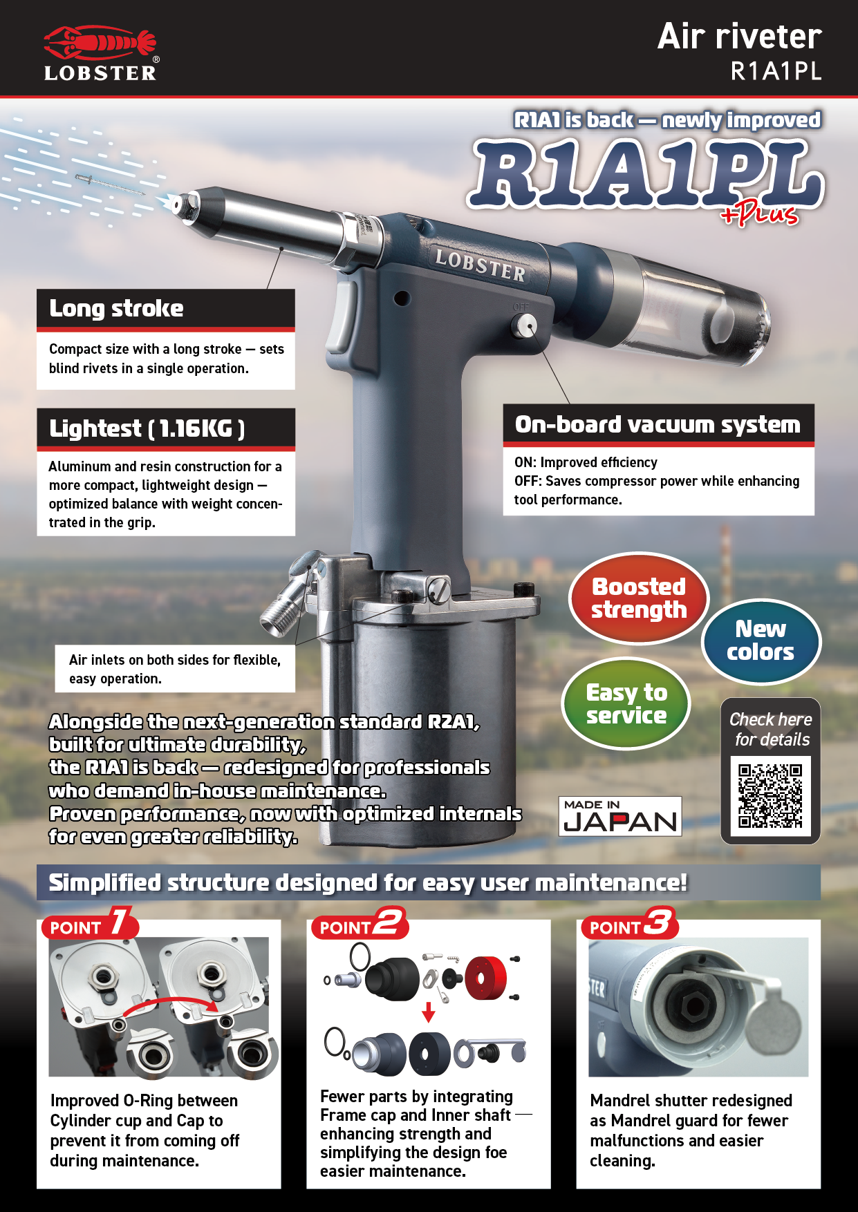 Air riveter R1A1PL | 商品情報 | 株式会社ロブテックス